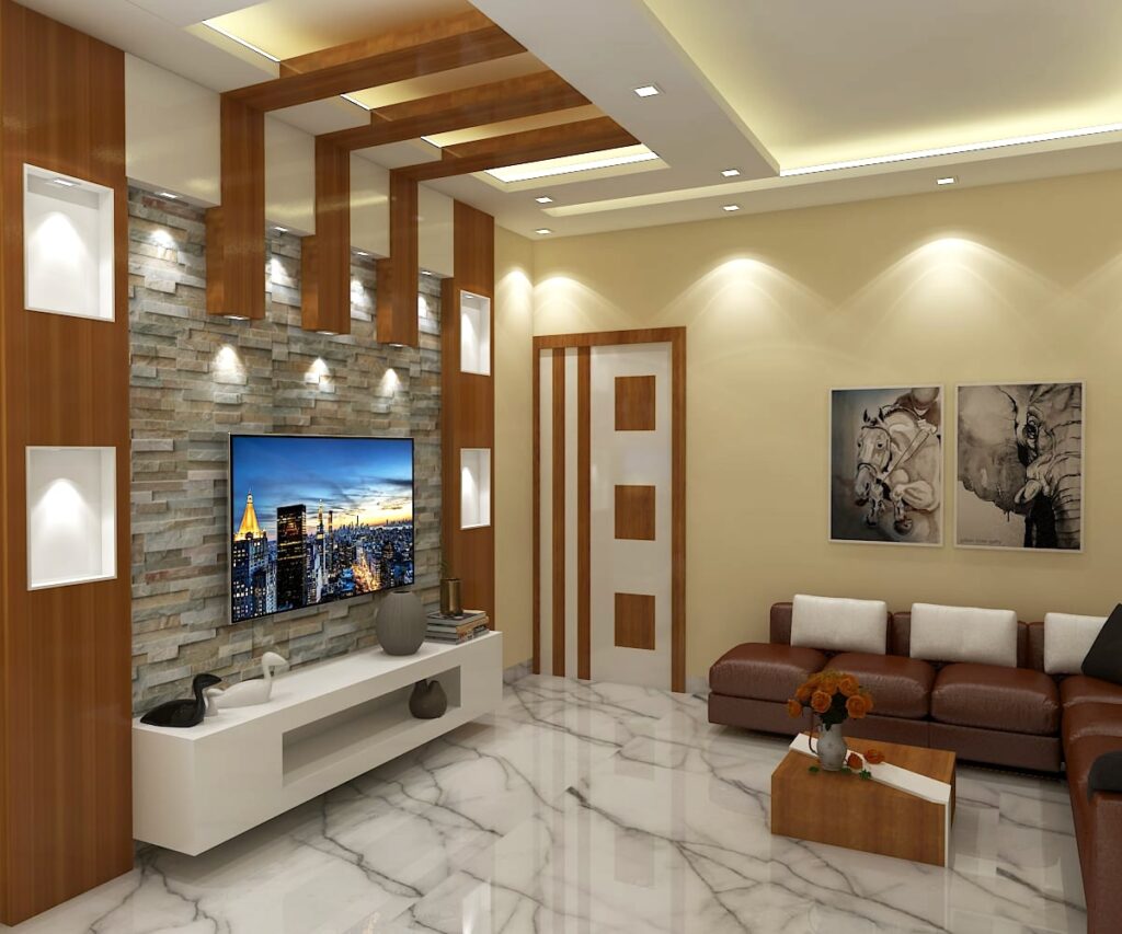 2 bhk flat living room design